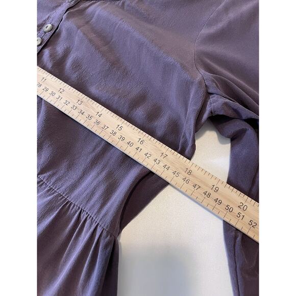 J Jill Women Size S Petite Tunic Blouse 100% Silk Dusty Purple Pockets Buttons - Picture 7 of 8